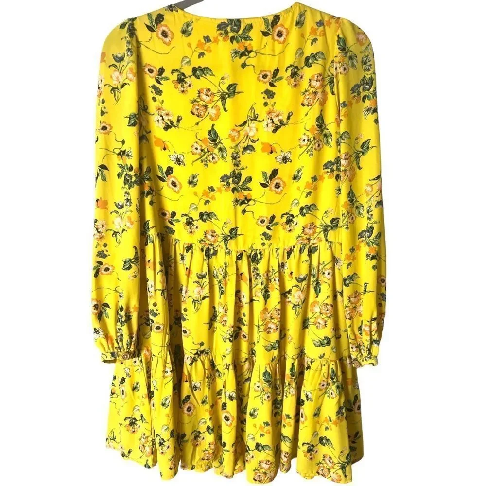 Yellow ditzy floral ruffle mini dress - Picture 4 of 11